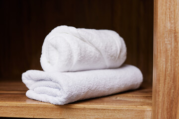 Obraz na płótnie Canvas Spa cotton soft care bathe bathroom white towel clean hygiene fresh laundry