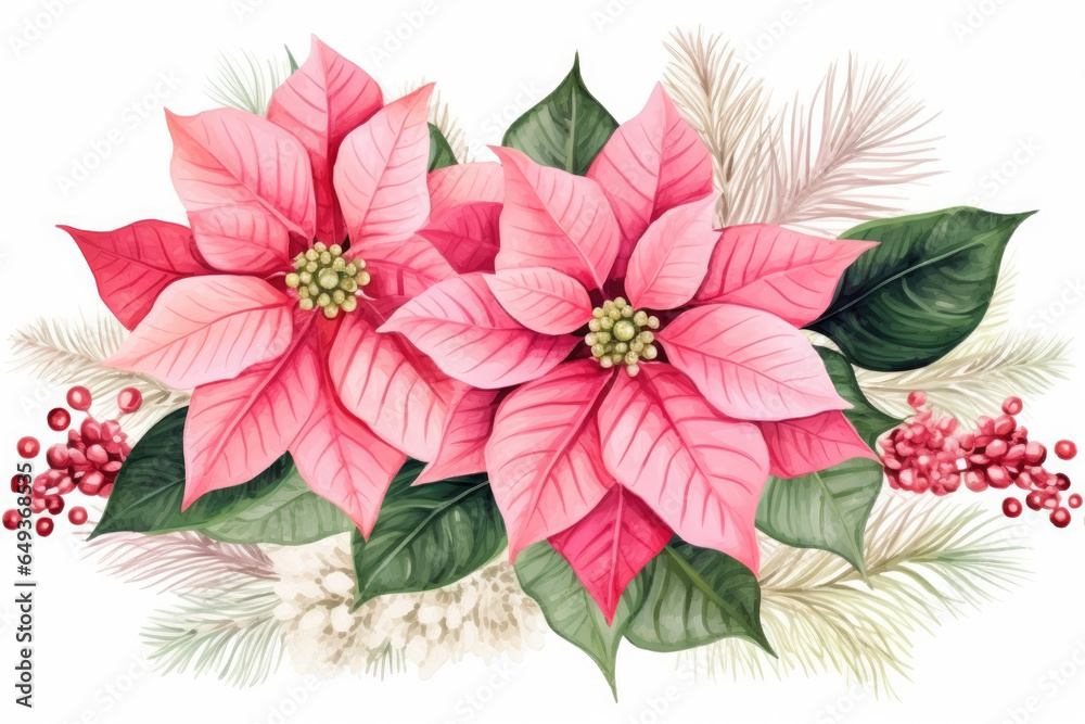 Poster Christmas Poinsettia blossom pattern 