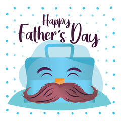 Isolated cute suitcase with mustache Happy father day Vector