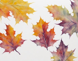 Obraz premium Autumn leaves on a white background. Colorful autumn leaves. AI-Generated