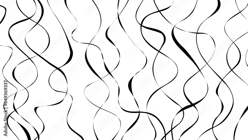 Poster Black lines. Abstract background with hand drawn wavy lines pattern. Vector illustration.