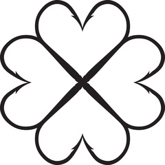 Fishing hooks forming lucky clover.