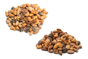  A group of almonds, pistachios, walnuts, macadamia, cashews.