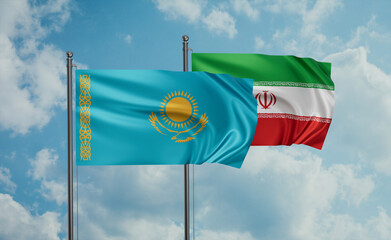 Iran and Kazakhstan flag