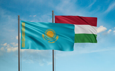 Hungary and Kazakhstan flag