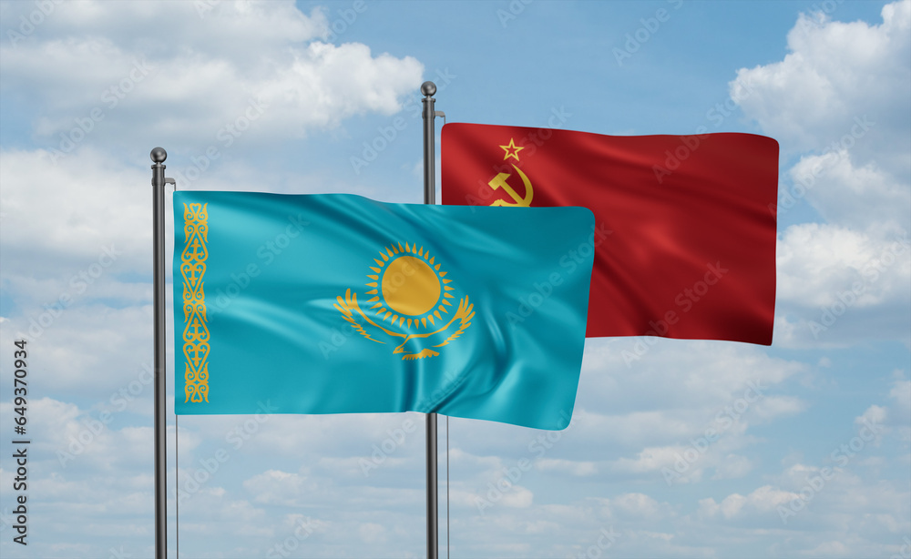 Wall mural Soviet Union and Kazakhstan flag