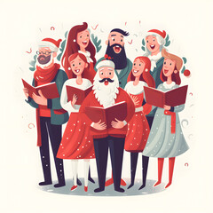 Holiday Choir Singing: A choir performing classic Christmas carols in festive attire. AI Generated - obrazy, fototapety, plakaty