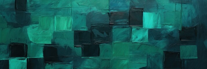 green and black paint, oil paint, geometric brush strokes, squares, background, banner