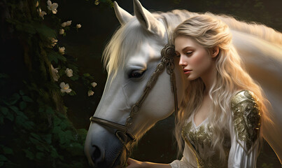 Obraz premium Fantasy portrait of a lady in white dress