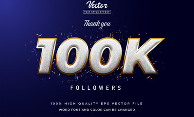 100k thank you social media followers and subscribers with luxury design editable font style effect