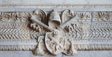Sculpted Marble Door Frame Close Up at Palazzo Venezia in Rome, Italy © Monica
