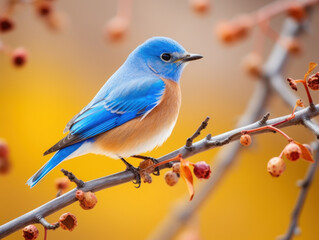 Bluebird in its Natural Habitat, Wildlife Photography, Generative AI