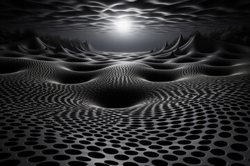 Twisted grid patterns creating a visually challenging optical illusion landscape 