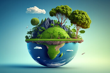 World environment and earth day concept with globe and eco friendly enviroment. Generative ai