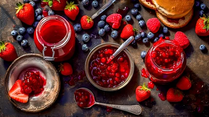 Fotobehang Confiture de fruits rouges © Concept Photo Studio