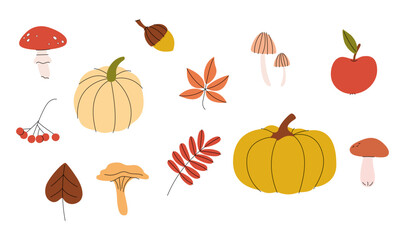 Autumn mood greeting card poster template. Welcome fall season thanksgiving invitation. Minimalist postcard.