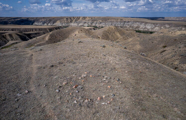 Historic Native American teepee (tipi) ring from southern Alberta 