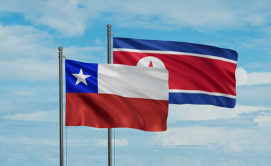 North Korea and Chile flag