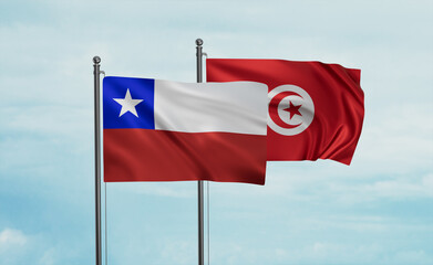 Tunisia and Chile flag