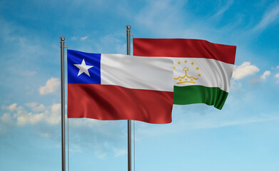 Tajikistan and Chile flag