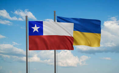 Ukrain and Chile flag