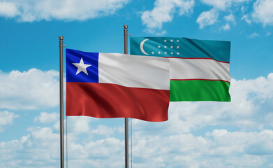 Uzbekistan and Chile flag