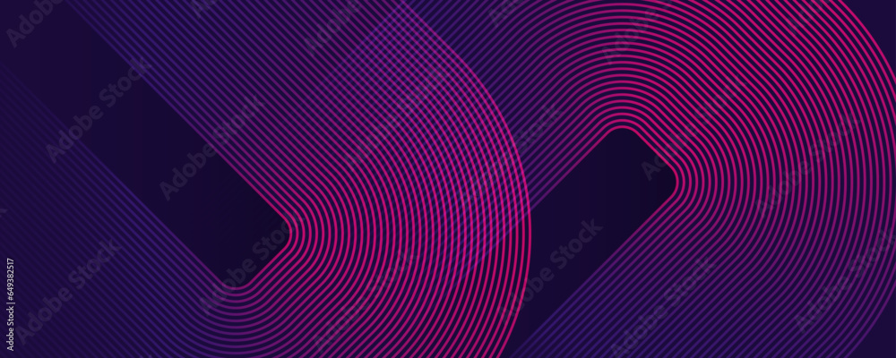 Wall mural dark abstract background with glowing geometric lines. modern pink purple gradient lines. shiny diag