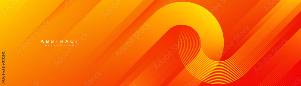 Poster orange abstract background with geometric shape. modern gradient diagonal rounded lines. dynamic sha