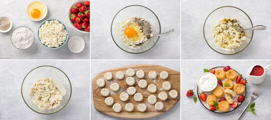 Instructions for making baked cottage cheese gnocchi, collage, step by step, do it yourself, ingredients, cooking steps, final dish
