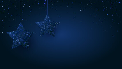 Christmas navy background with glitter stars. Vector wallpaper - 649383547