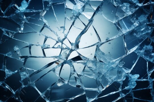Cracked shards of glass background, smash