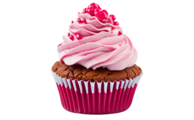 pink cupcake isolated on white, cupcake isolated on transparent background PNG