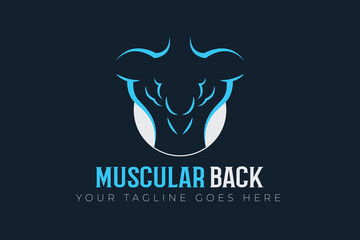 Vector fitness muscular back lineart logo design template
