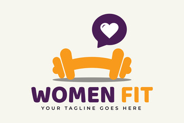 Women fitness and gym modern cute vector logo design template