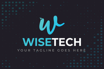 W letter modern tech logo design vector template