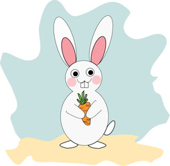 Cute Rabbit With Carrots 