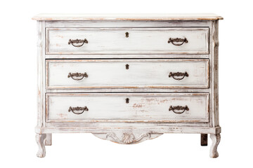 a distressed white shabby chic dresser isolated on a transparent background, generative ai