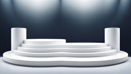 Obraz premium white podium with red carpet on stage