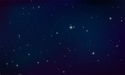 Starry night sky, concept of web banner. Magic color galaxy. Horizontal space background with realistic nebula, stardust and shining stars. Infinite universe.