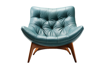 a mid-century modern lounge chair isolated on a transparent background, generative ai