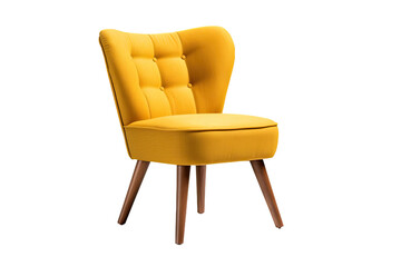 a mustard yellow side chair isolated on a transparent background, generative ai - obrazy, fototapety, plakaty