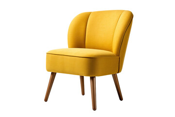 a mustard yellow side chair isolated on a transparent background, generative ai