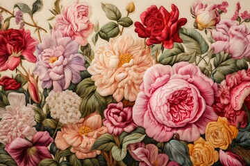 Obraz na płótnie Canvas Lavish Peony Bloom in a Colorful Floral Dance, Generative AI