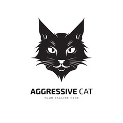 Aggressive cat silhouette design vector template