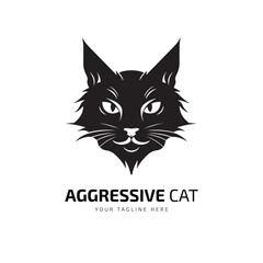 Obraz premium Aggressive cat silhouette design vector template