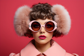 portrait of a woman with pink and sunglasses digital ai 