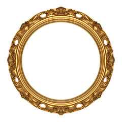 Round vintage picture frame isolated on transparent or white background, png