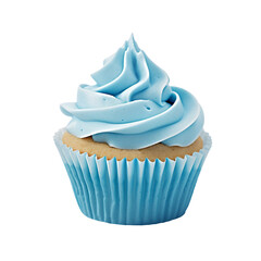 Blue cupcake isolated on transparent or white background, png