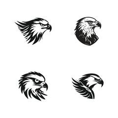 Obraz premium Eagles or Hawk logos icons set in aggressive style eagle silhouettes