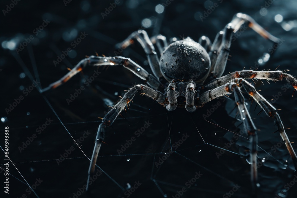 Aufkleber a spider sitting on top of a spider web. perfect for nature enthusiasts and those interested in arac